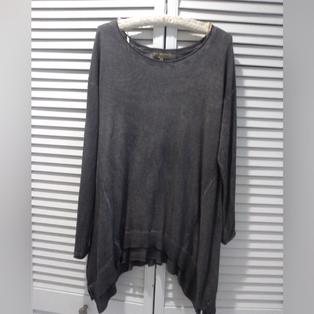 Democracy Long Sleeve Women's Top, Distressed Grey, Size Large